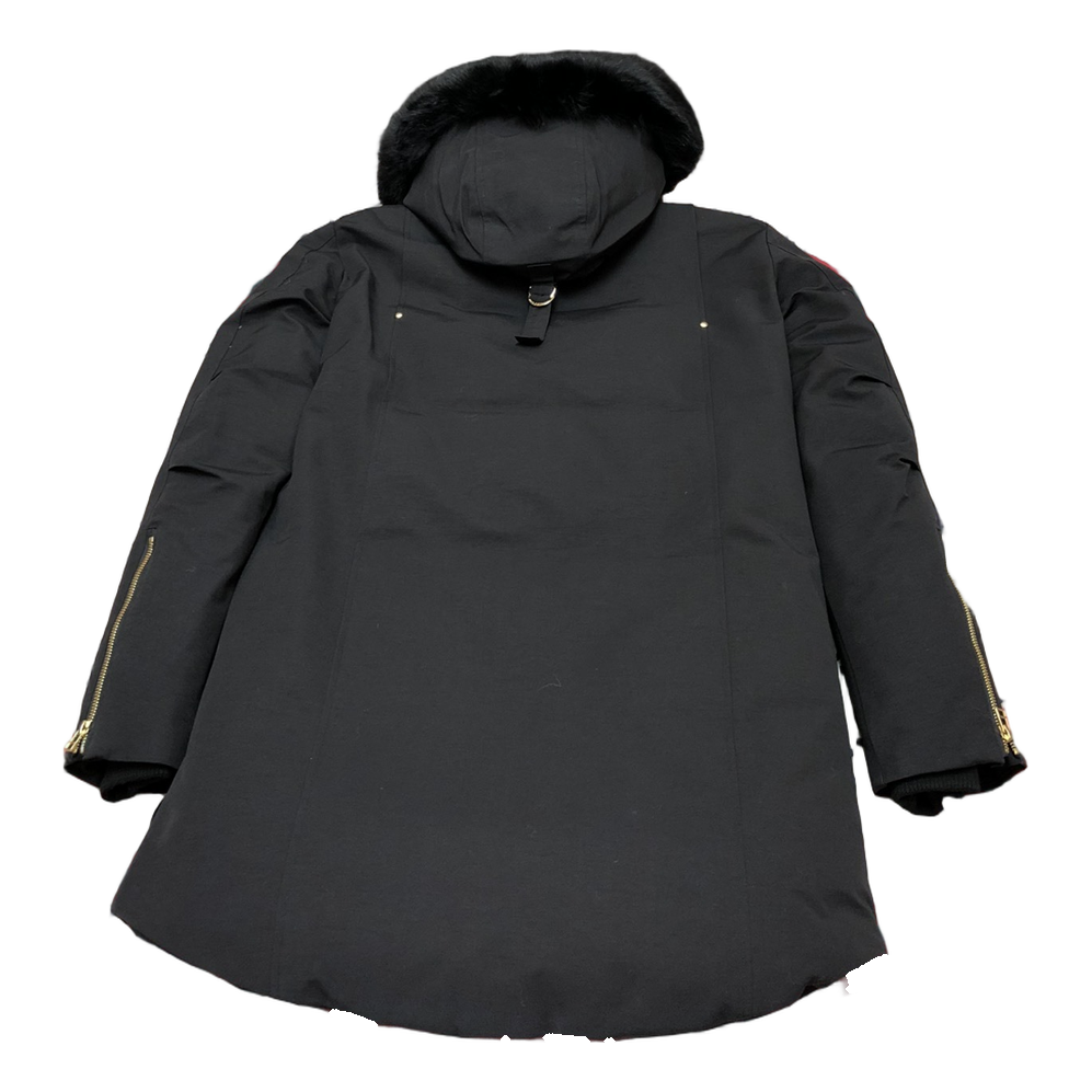 Moose Knuckles Gold-Lined Fur-Trim Long Parka | Black