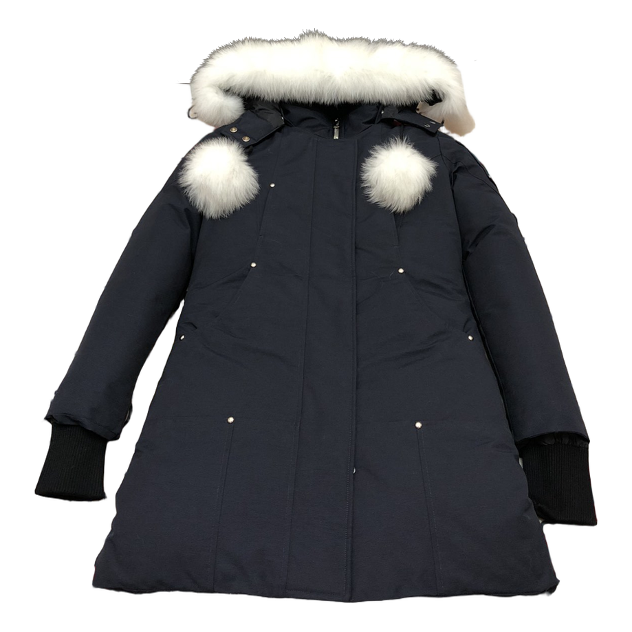 Moose Knuckles Stirling Pom-Pom Fur-Trim Parka | Navy