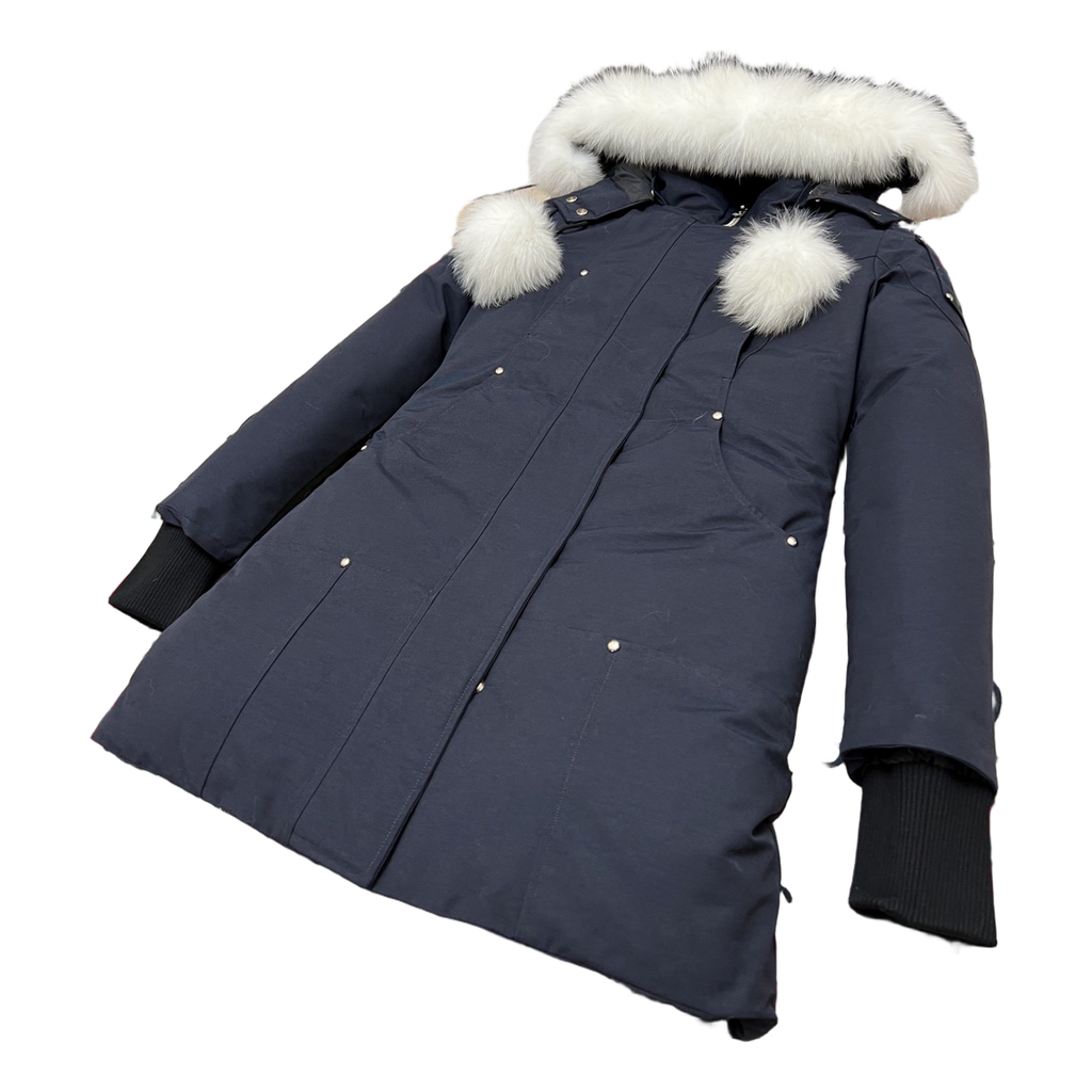 Moose Knuckles Stirling Pom-Pom Fur-Trim Parka | Navy