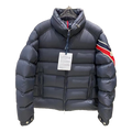 Moncler Tricolour Sleeve-Band Stand-Collar Puffer Jacket | Navy