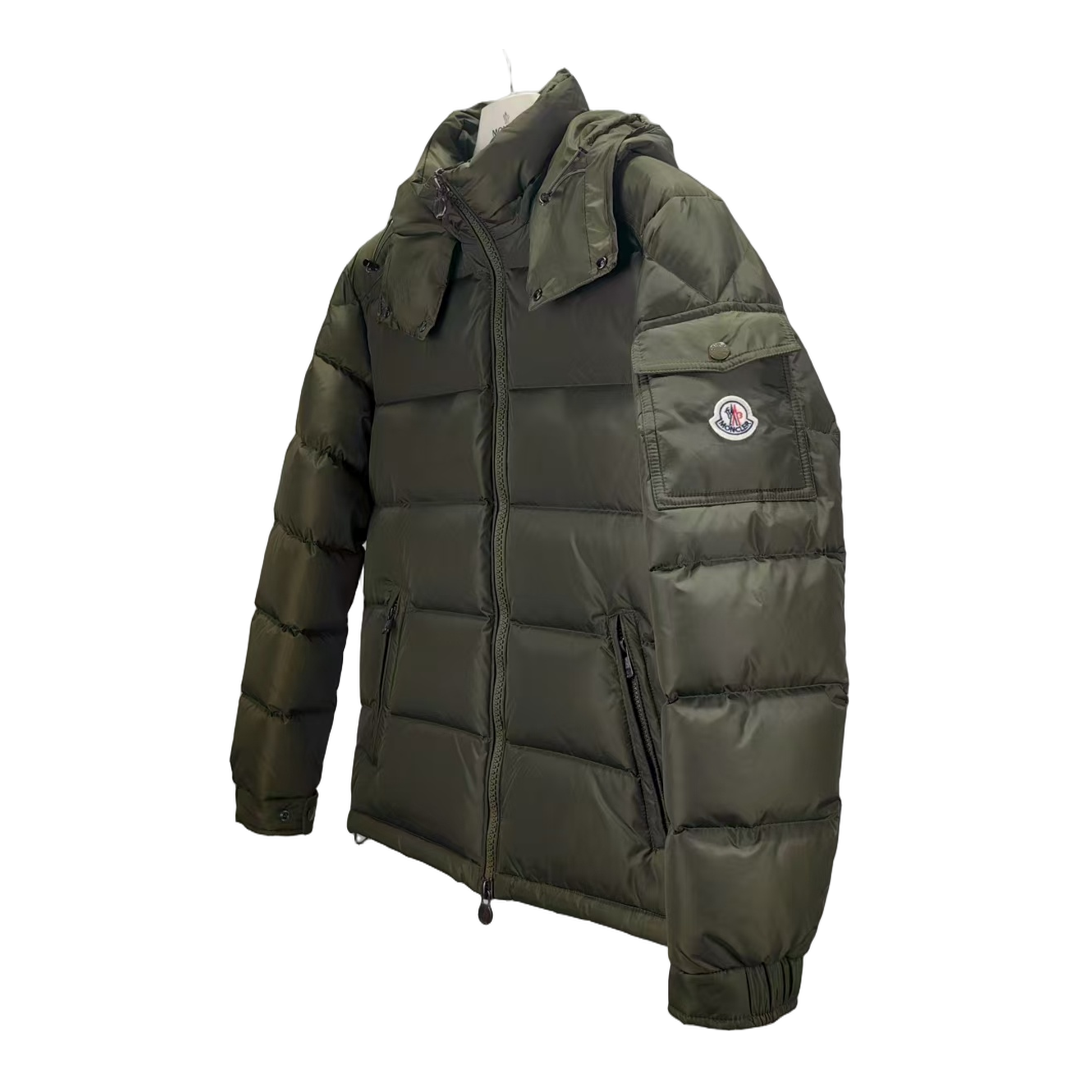 Moncler Maya Matte Hooded Puffer Jacket | Olive Green