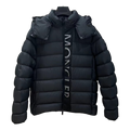 Moncler Vertical-Logo Placket Hooded Puffer Jacket | Black