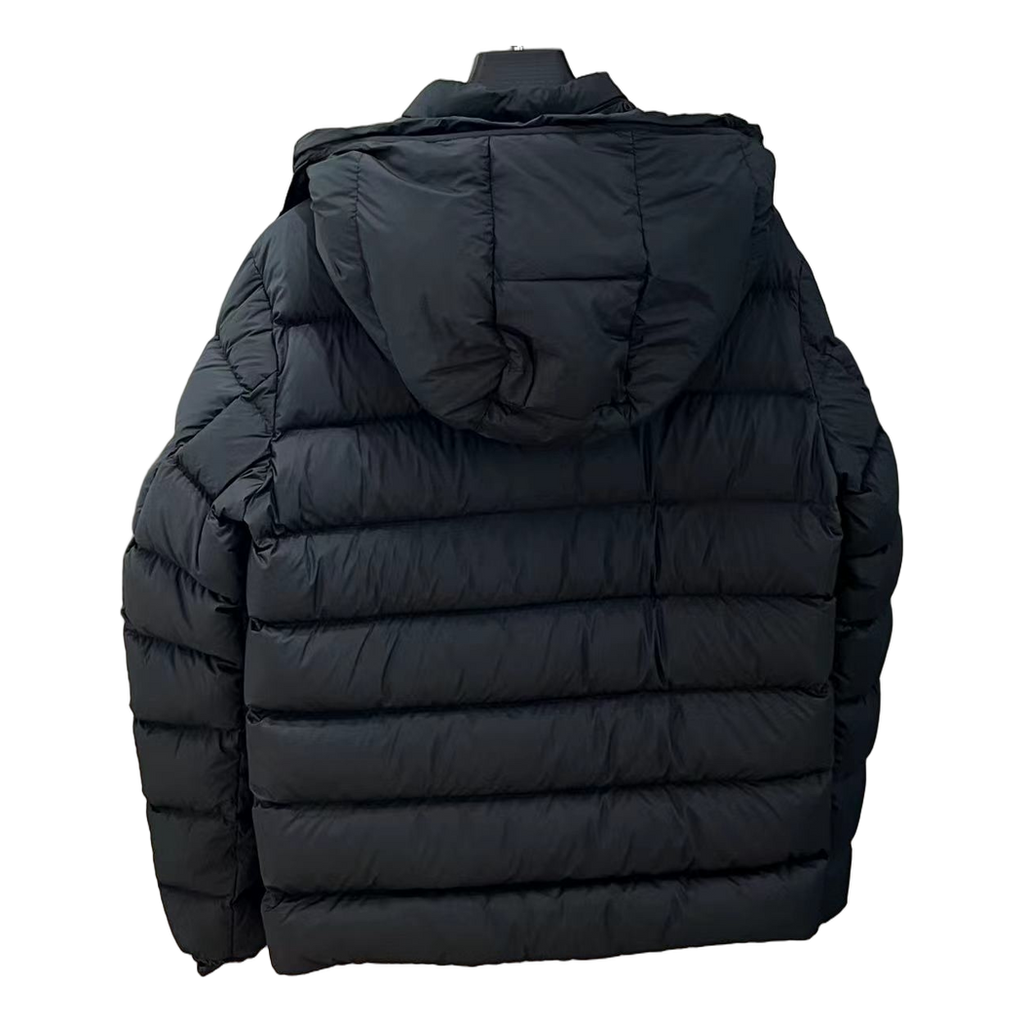 Moncler Vertical-Logo Placket Hooded Puffer Jacket | Black