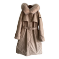 Prada Belted Fur-Trim Hooded Coat | Blush Beige