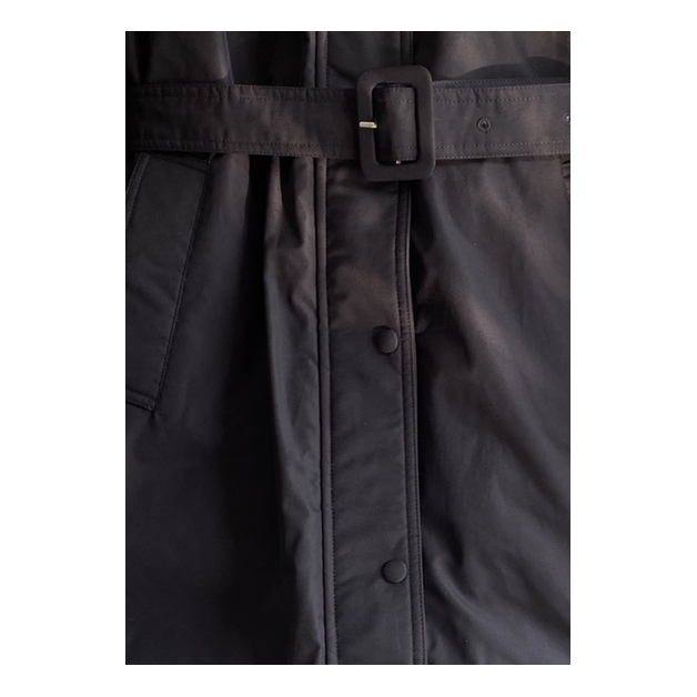 Prada Belted Fur-Trim Hooded Coat | Black
